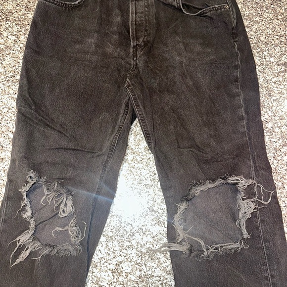 We The Free Denim - We The Free Black Baggy Jeans with Natural Distressing Size 8